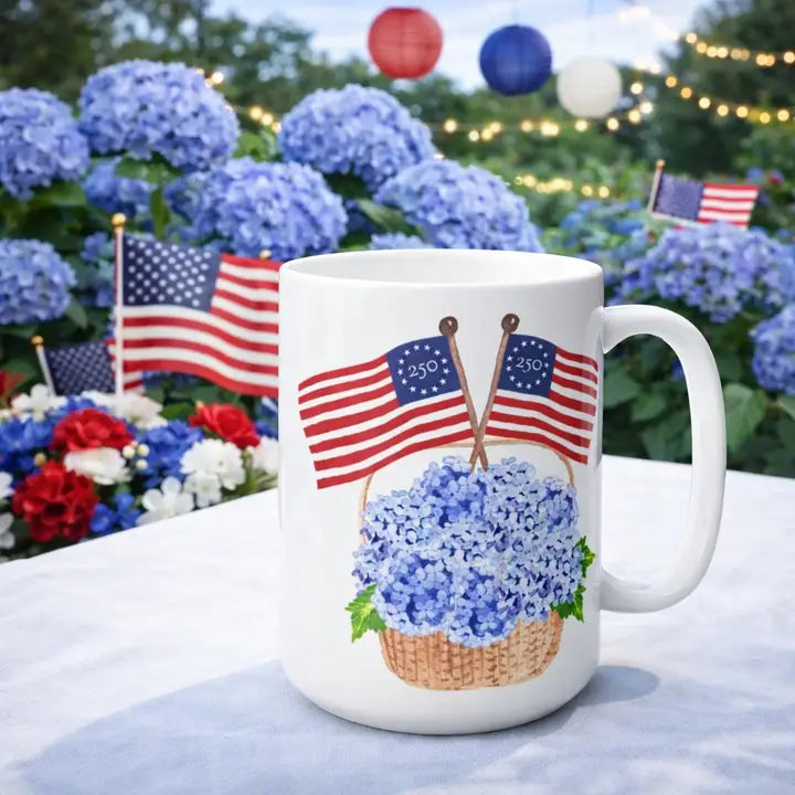 America 250 Hydrangea and Nantucket basket Mug