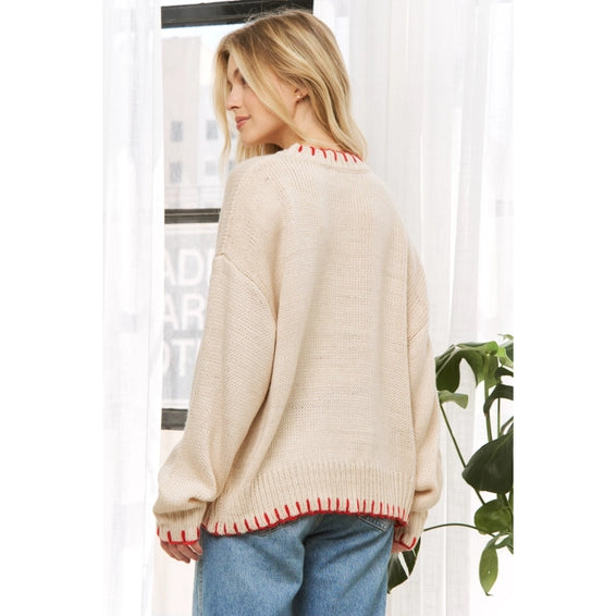 My Lovely Lobster Casual Pullover Sweater - Beige