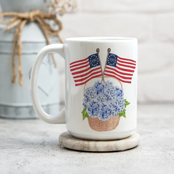 America 250 Hydrangea and Nantucket basket Mug
