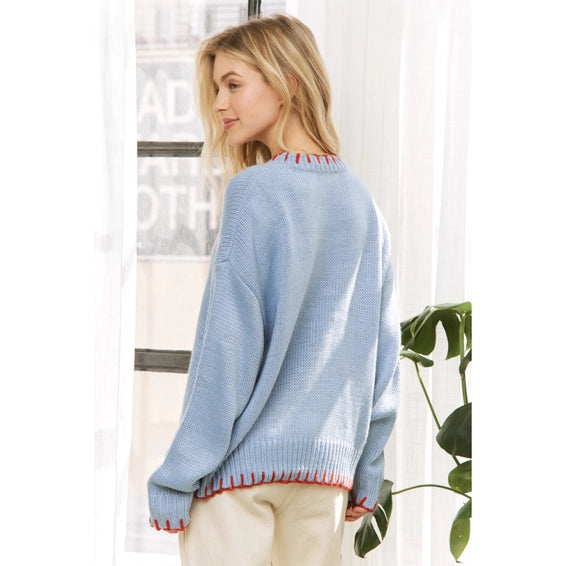 My Lovely Lobster Casual Pullover Sweater - Blue Stone
