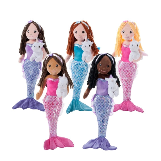 Mermaid Plush Doll Holding Unicorn