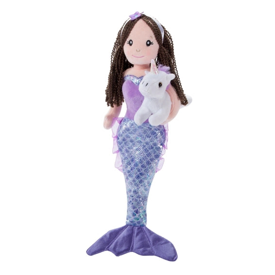 Mermaid Plush Doll Holding Unicorn