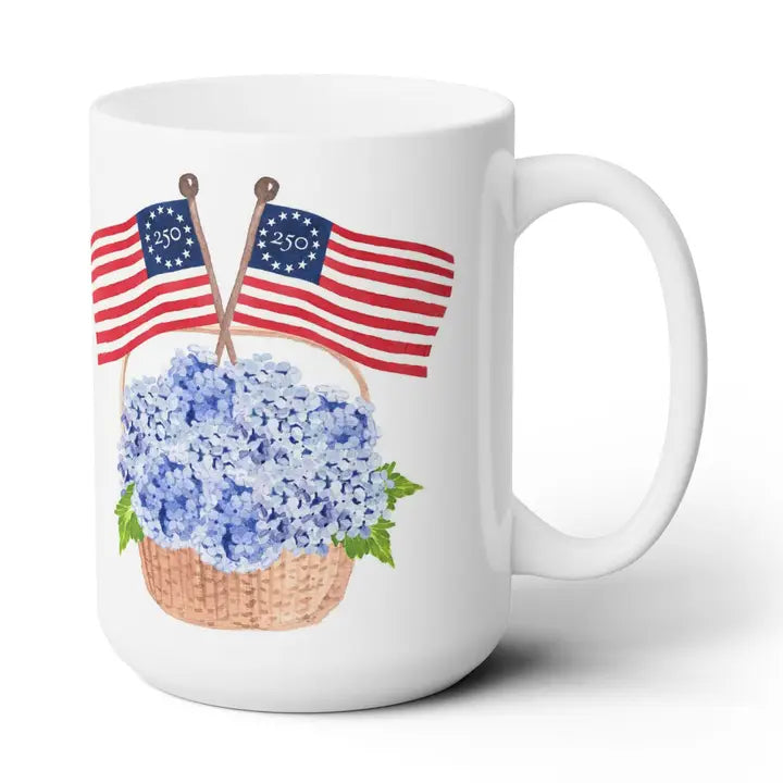 America 250 Hydrangea and Nantucket basket Mug