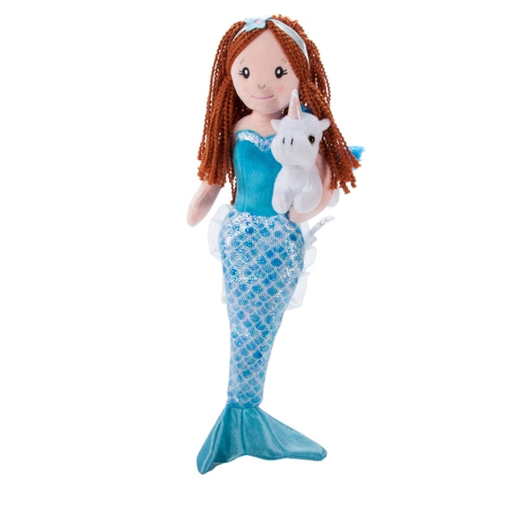 Mermaid Plush Doll Holding Unicorn