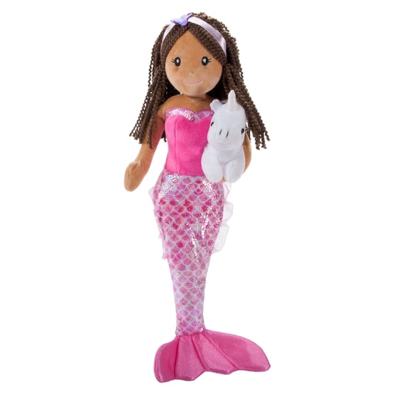 Mermaid Plush Doll Holding Unicorn
