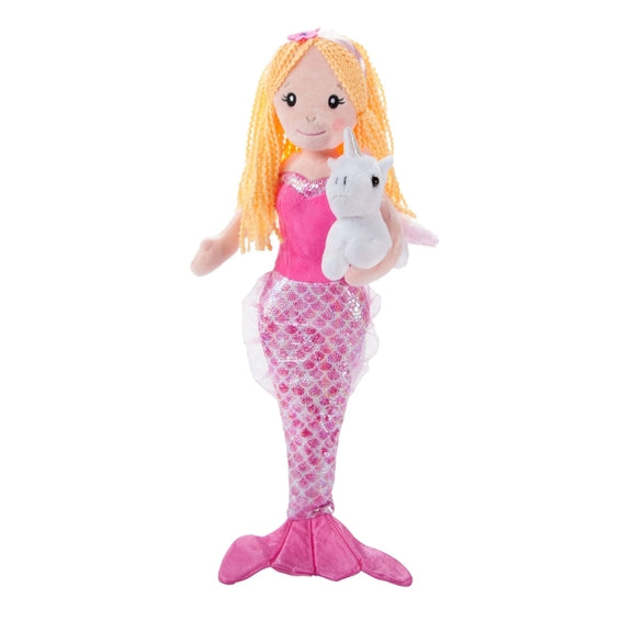 Mermaid Plush Doll Holding Unicorn